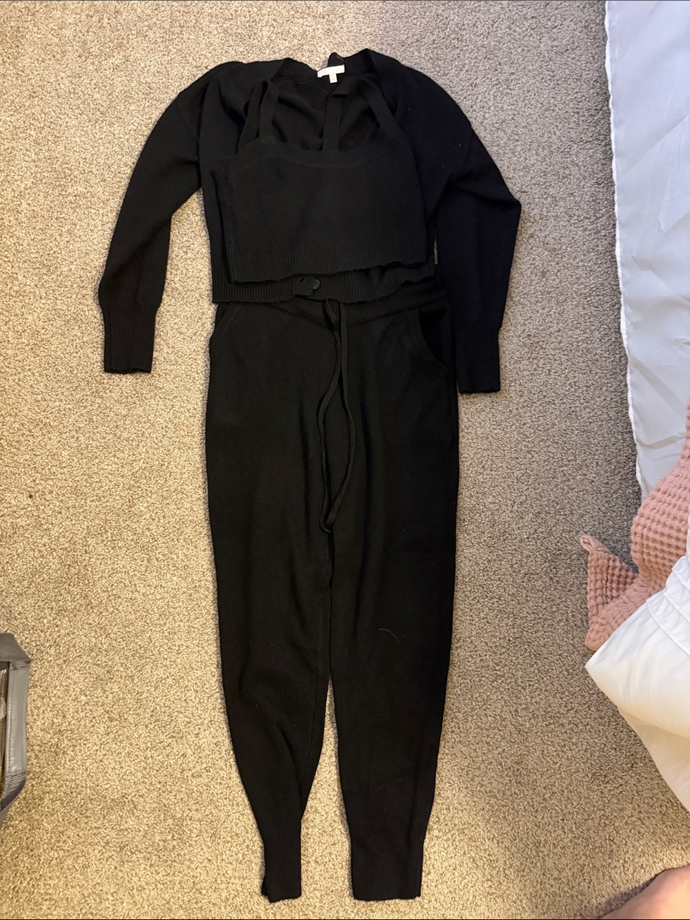 Gianni Bini Black Knit Two-Piece Jogger Set